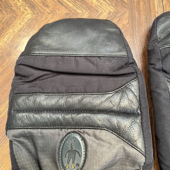 Smartwool Mittens Leather Men Large Black Wool Blend Lined Skiing - Picture 3 of 14